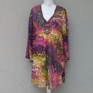 Diva Collection Tunic or Mini Dress V-Neck Beaded Lined 2X